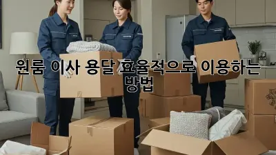 원룸 이사, 용달 효율적으로 이용하는 방법!